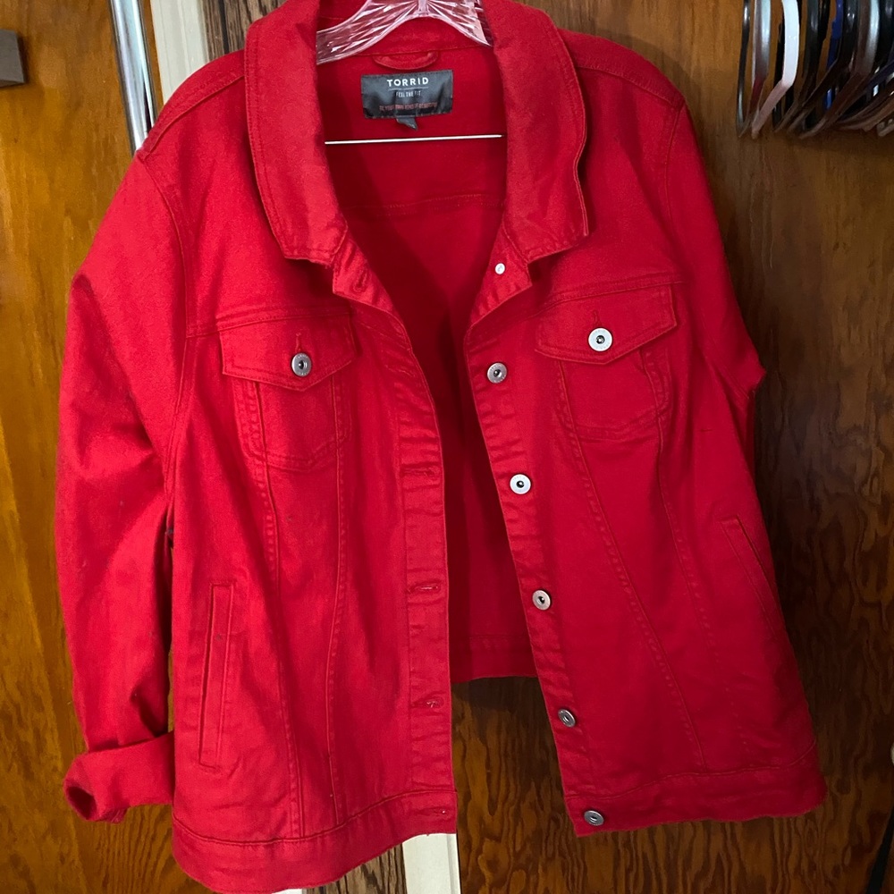 Torrid beautiful red denim jacket - size 4